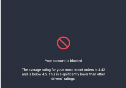 screenshot of blocked account message